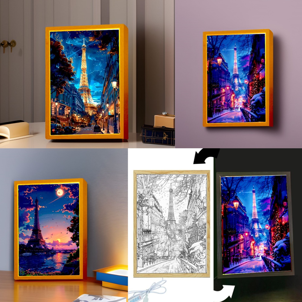 Tech Room Accessories - Piękne Miasto Paryż Światło Malarstwo Ramka